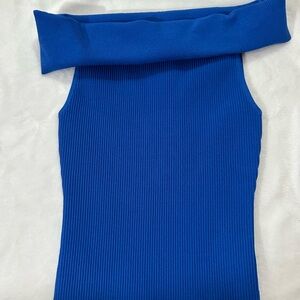 Aritzia babaton Off-Shoulder Ribbed Top in Blue